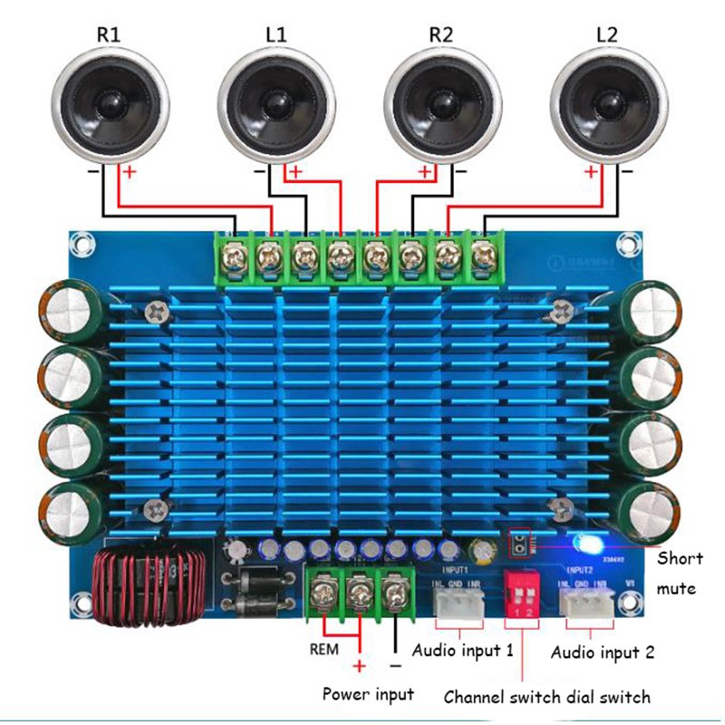 1 Bảng Mạch Khuếch Đại Âm Thanh Công Suất Cao DC 12V XH-M180 TDA7850 50W * 4 Cho Xe Hơi