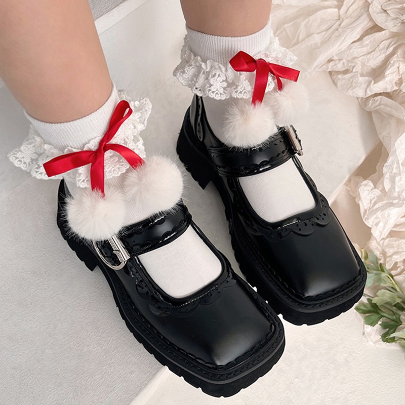 Youyo Vớ Cotton Ngắn Phối Ren Phong Cách Công Chúa Lolita Nhật Bản Dễ Thương Cho Nữ