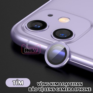 Tặng kèm hộp - Vòng kim loại titan dán bảo vệ camera điện thoại cho các dòng iphone 11/12 - Tím