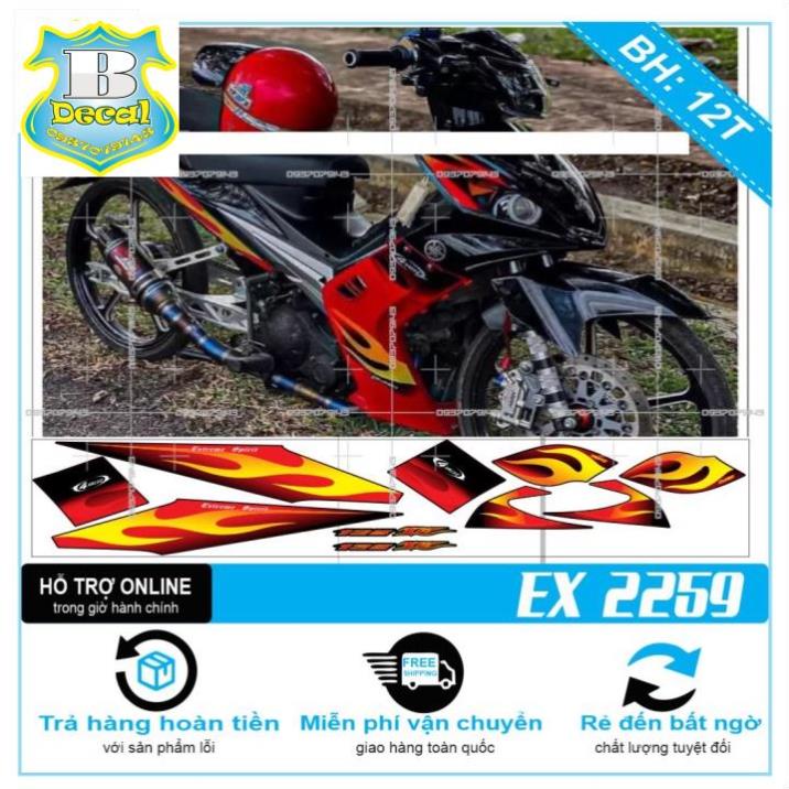 ( Quí khách vui lòng mang ra tiệm cho thợ dán ) Tem Ex 2010 đỏ đen lửa 2021 2259 [Bi Decal]