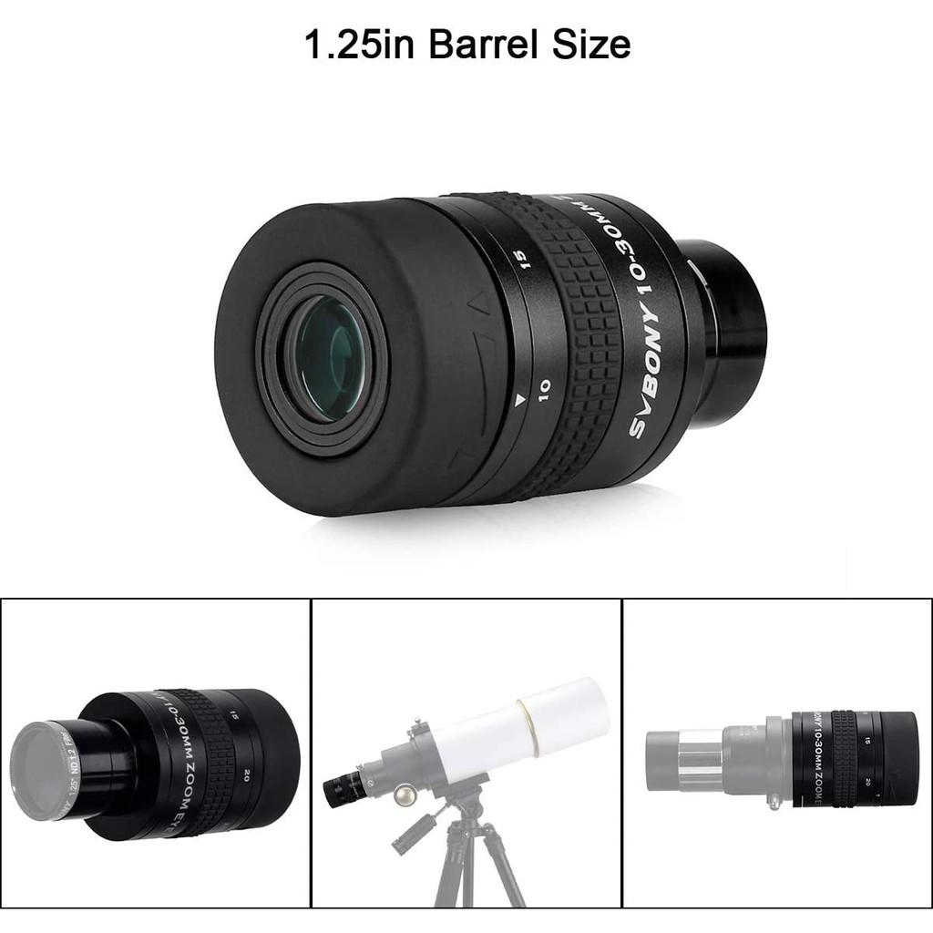 Thị kính viễn vọng zoom Svbony SV170 1.25 inch 10mm đến 30mm FMC 3 nhóm 5 thành phần
