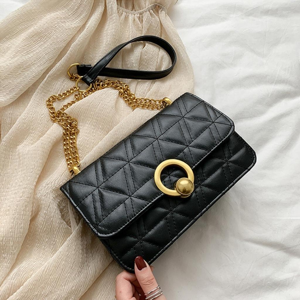 Túi Xách Nữ Đeo Chéo Dây Xích Móc Khóa Hình Tròn  HARA Túi Xách