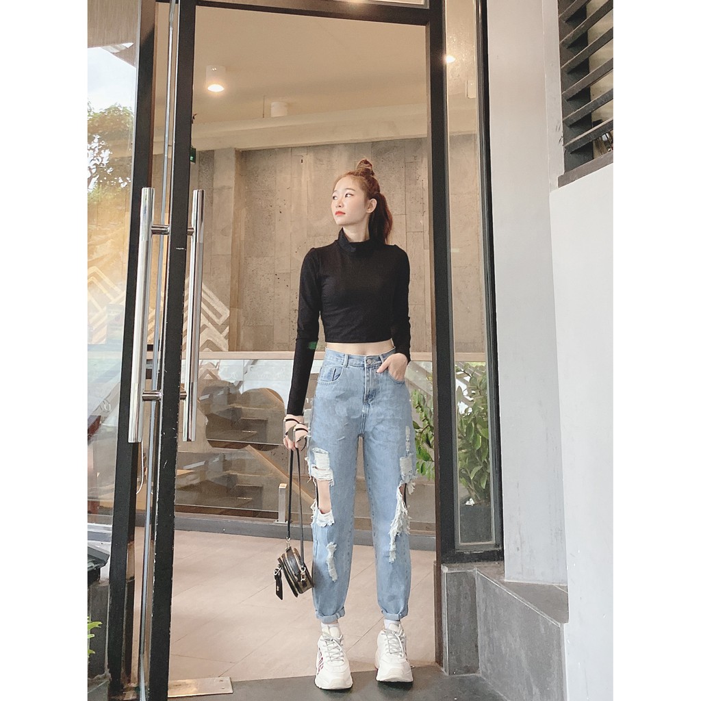 [ CÓ MÀU XÁM ] QUẦN BAGGY JEAN NỮ LƯNG CAO RÁCH TE TUA BÊN HÔNG 137 MÀU XANH CAO CẤP UTI ĐỦ SIZE SIÊU HOT-NL137