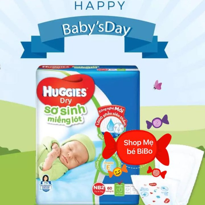 COMBO 2 BỊCH TÃ LÓT SƠ SINH NEWBORN 2 HUGGIES 60 MIẾNG 4-7KG