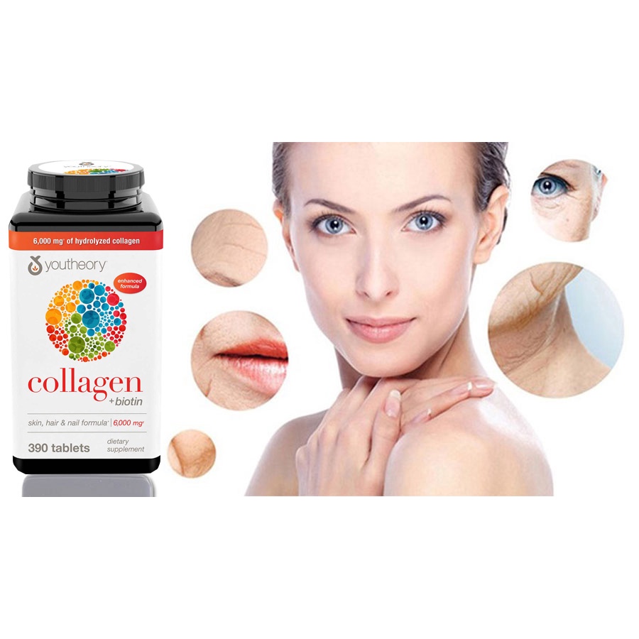 Collagen Youtheory Biotin  390 viên của mỹ