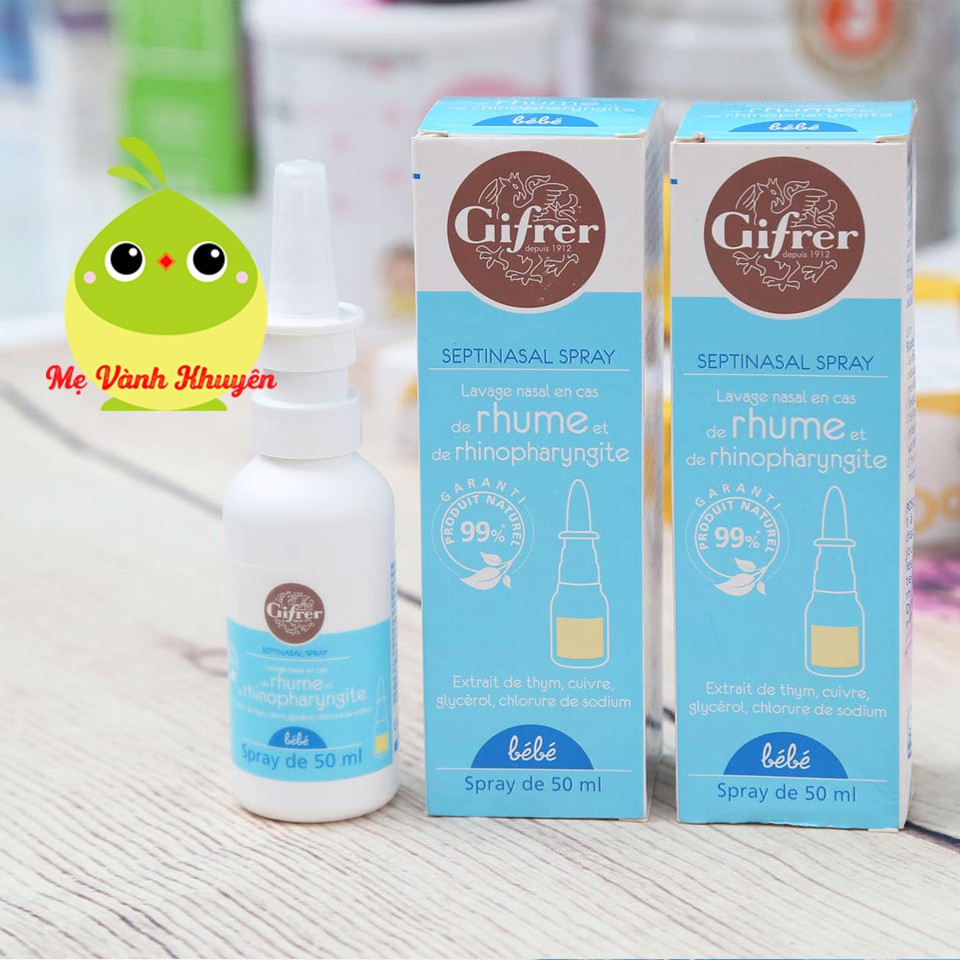 Nước muối sinh lý Gifrer tép xanh/tép vàng/xịt vàng, Pháp