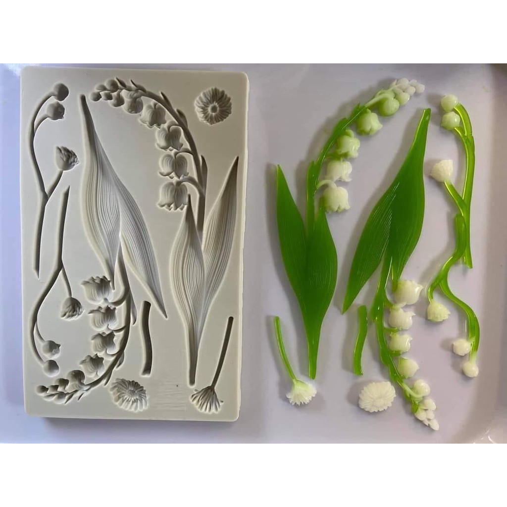 [KHUÔN 4D SALE] Khuôn silicon cành hoa linh lan, cành hoa nhài làm rau câu, làm bánh sinh nhật, socola xôi hoa đậu