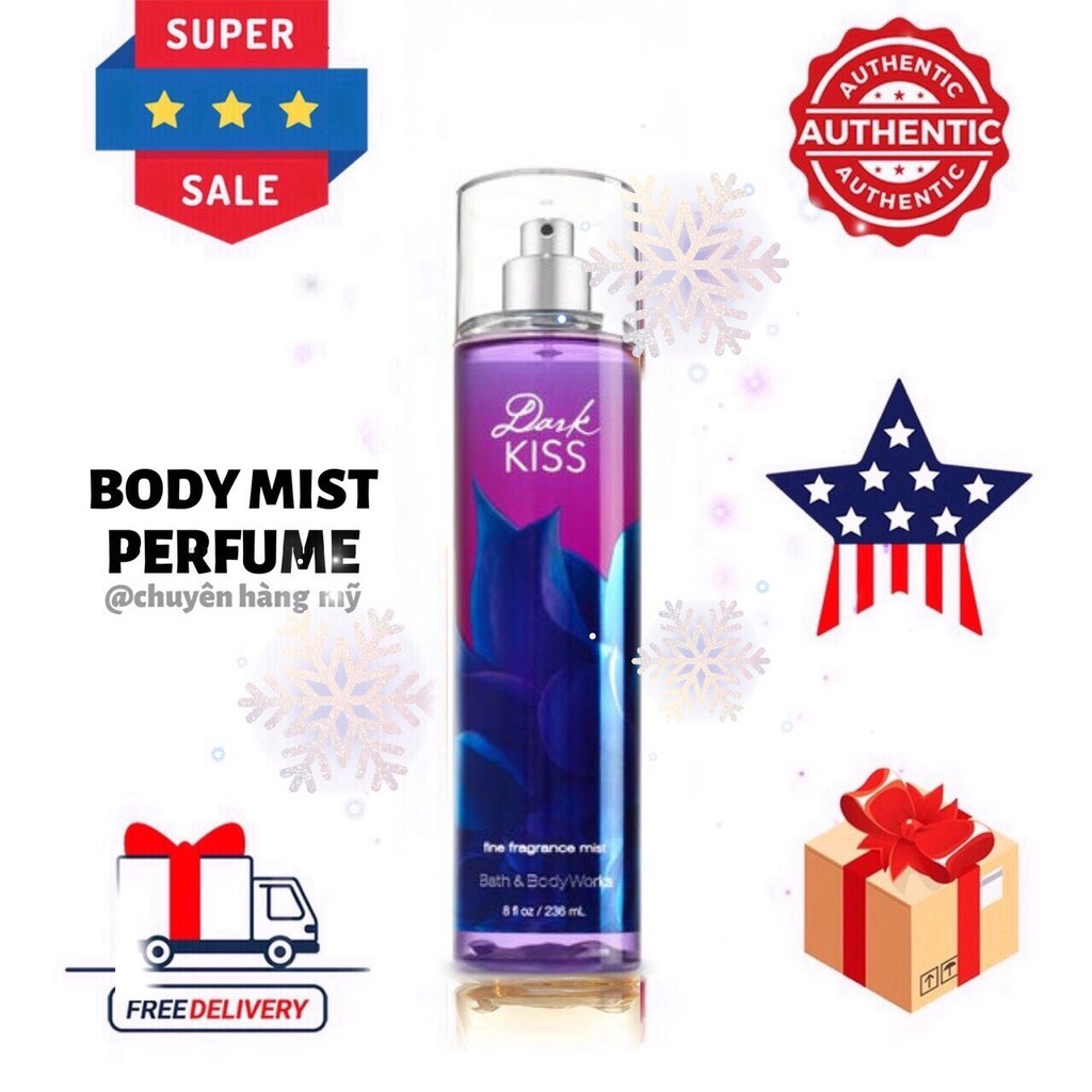 𝗕𝗢𝗗𝗬𝗠𝗜𝗦𝗧𝗣𝗘𝗥𝗙𝗨𝗠𝗘⚜️Xịt thơm Bath & Body Works Fine Fragrance Mist hương Dark Kiss 236ml