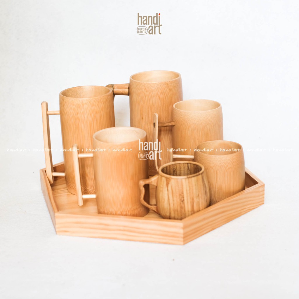 Ly tre có quai, cóc tre handmade, Bamboo cup
