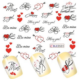 [Hàng mới về] Miếng dán họa tiết trái tim chữ Love You tiện dụng để trang trí móng tay