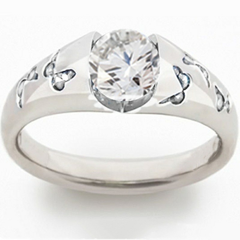 Nhẫn đính hôn kim cương đá quý trắng bướm thời trang nữ thanh lịch