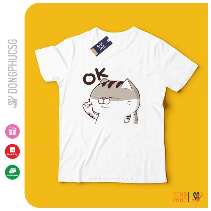 Áo thun mèo Ami form unisex nam nữ thun cotton phông mềm mịn màu trắng SGK015T | DONGPHUCSG