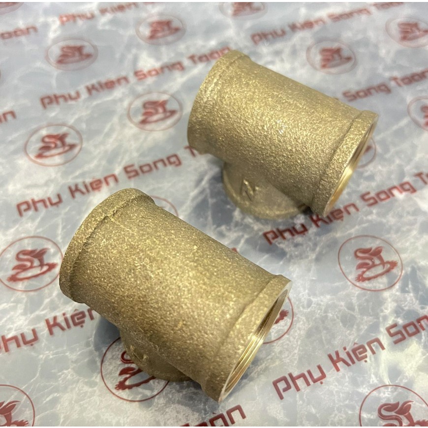 [TÊ NỐI REN] Tê thau chia ba đầu ren trong bước ren BSP hệ G dân dụng - Đồng đúc khuôn dập nóng (brass pipe fitting tee)