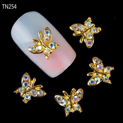 [Hàng mới về] Bộ 10 hạt đá trang trí móng tay nghệ thuật thiết kế hình bươm bướm 3D thời trang