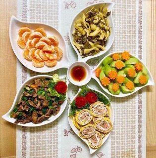 Bộ đĩa lá xoài sứ Bát Tràng