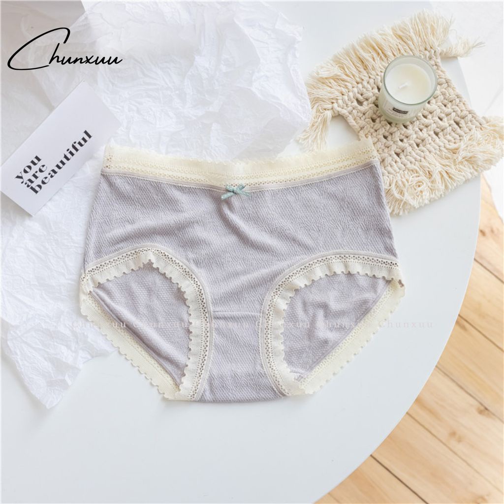 Quần lót ren nữ CHUNXUU màu pastel phối viền ren ngọt ngào, chất liệu co dãn thoáng mát - QC102
