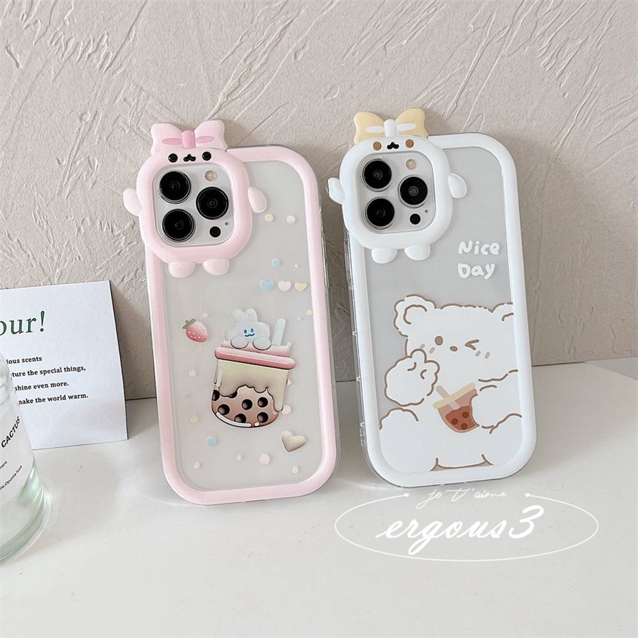 Ốp Điện Thoại Mềm Hình Trà Sữa Gấu Hoạt Hình Cho iPhone 14 13 12 11 Pro Max SE2020 X XR Xs Max 7 8 6 6s +