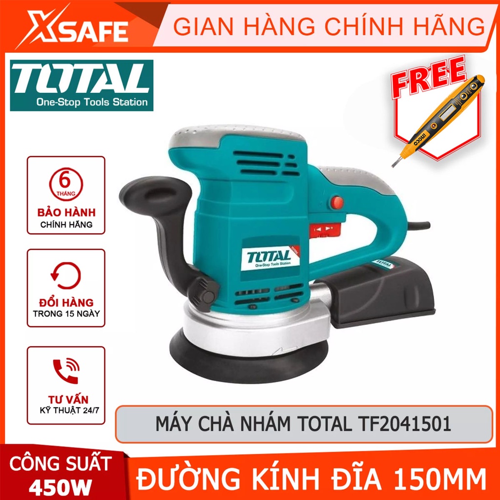 Máy chà nhám đĩa tròn Total TF2041501 Dụng cụ chà nhám cầm tay Công suất 450W Tốc độ không tải 4000-13000rpm -Chính hãng