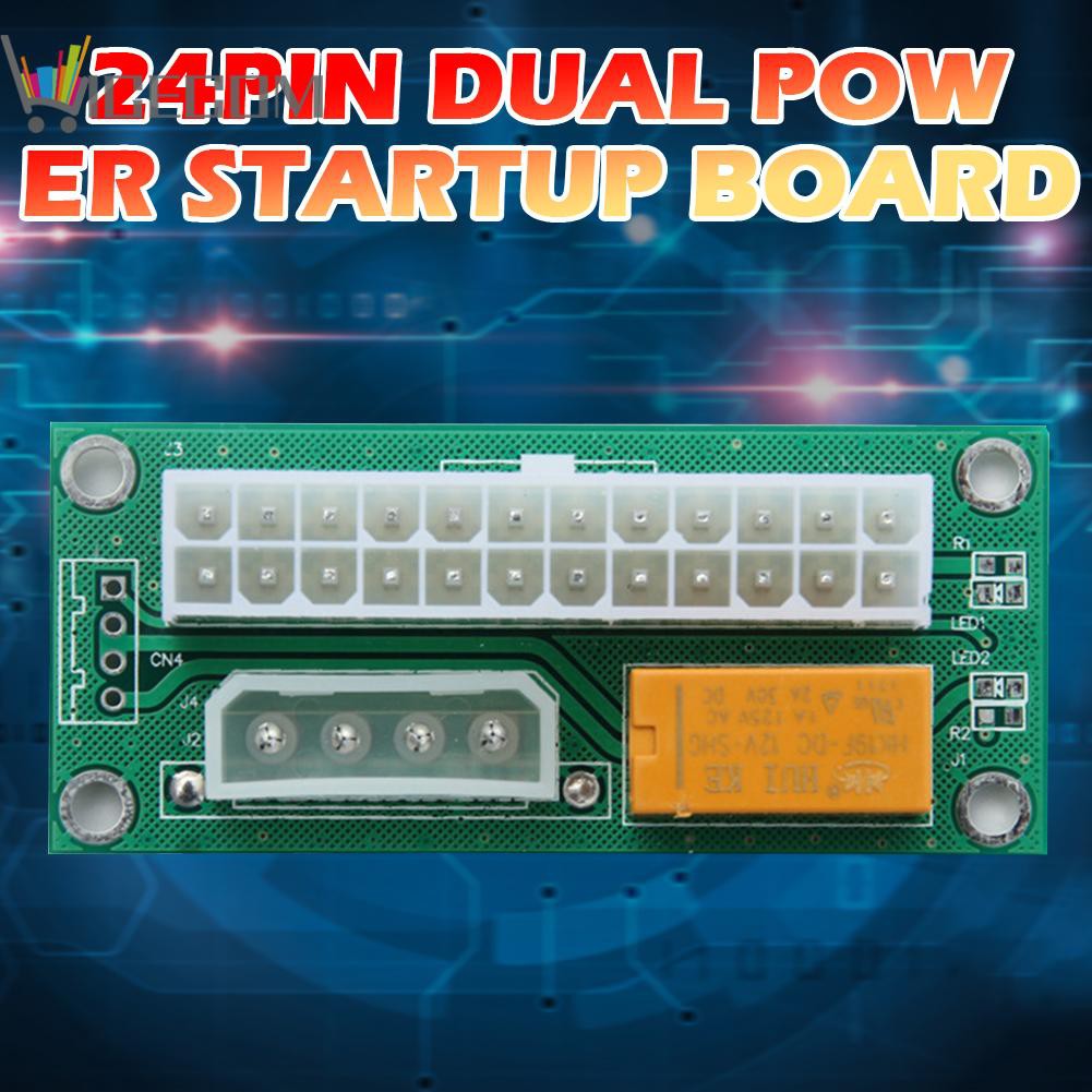 nice_24Pin Dual Power Start Board Large 4Pin Start Up Riser for PC Motherboard 
