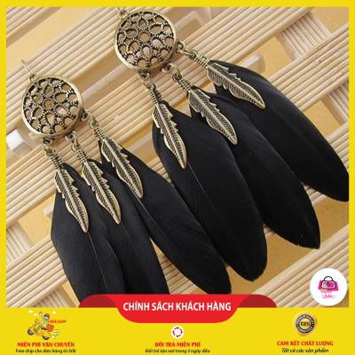 Hoa tai lông vũ phong cách vintage cho nữ