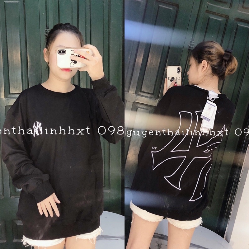 Áo nỉ sweater Ny MLB xuất in big logo basic sau lưng dài tay cổ tròn | BigBuy360 - bigbuy360.vn