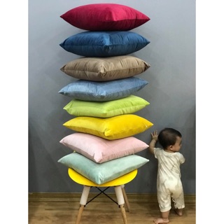 Gối tựa lưng sofa màu trơn vải nhung cao cấp 11 màu có sẵn