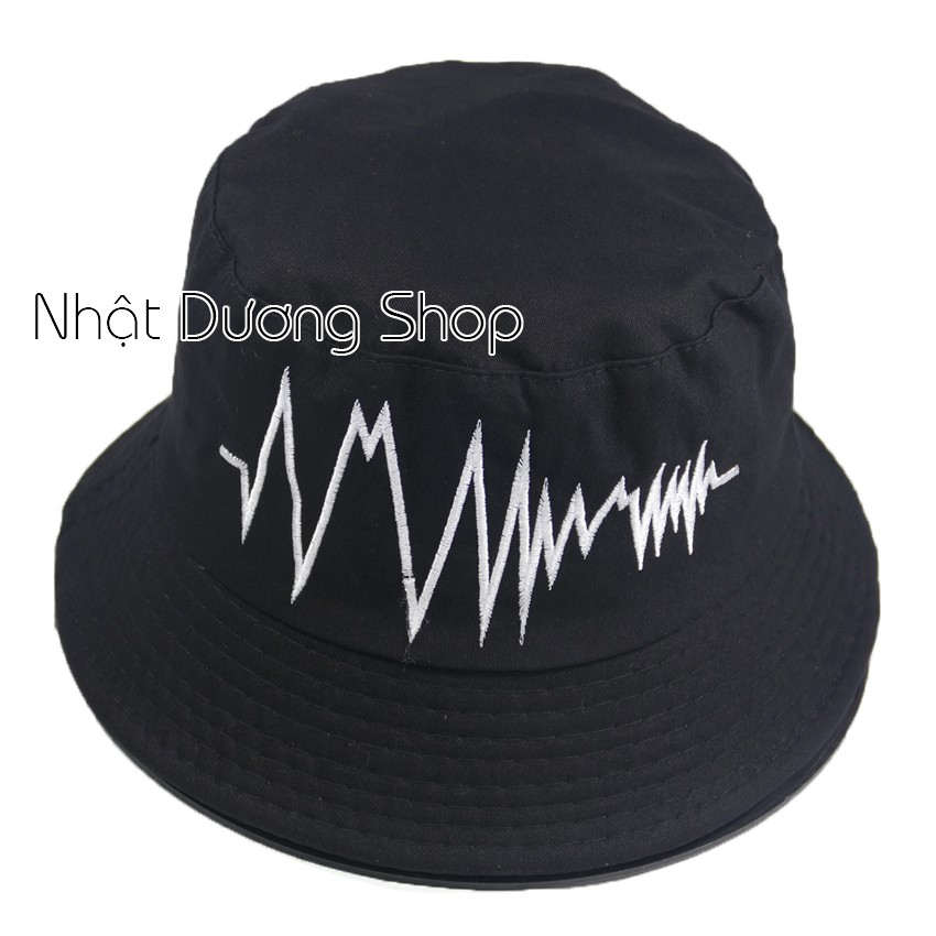 Nón bucket nam mũ tai bèo nhịp tim vành nhỏ mũ bucket nhịp tim