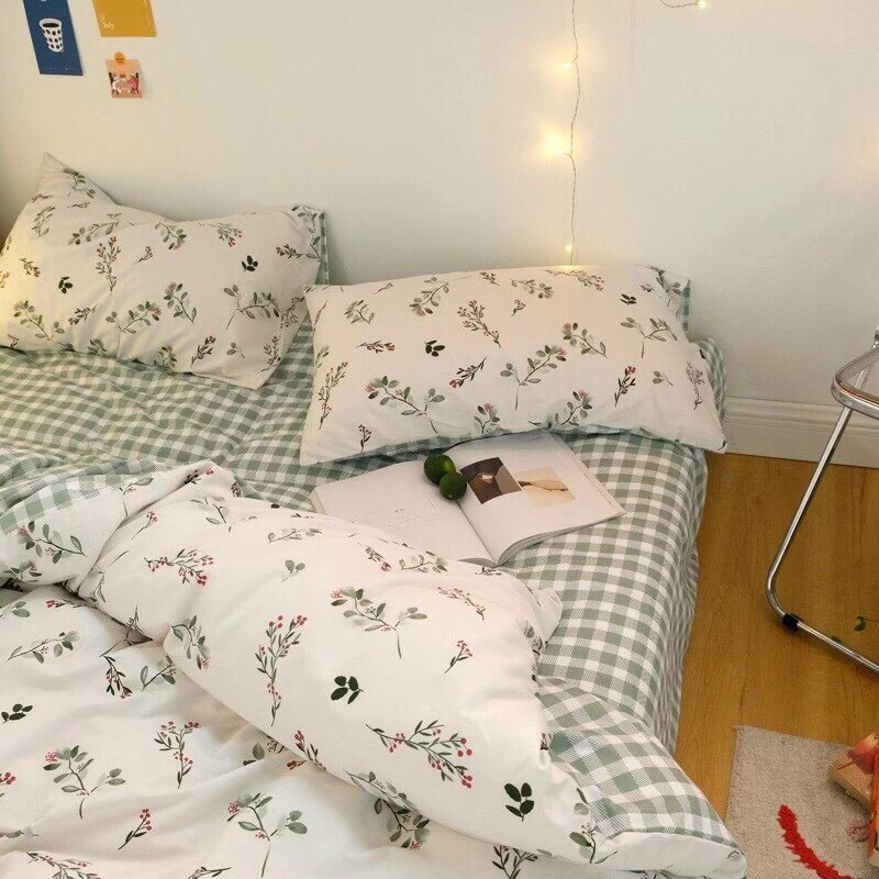 Set chăn ga và vỏ gối cotton living hoa nhí mát mịn