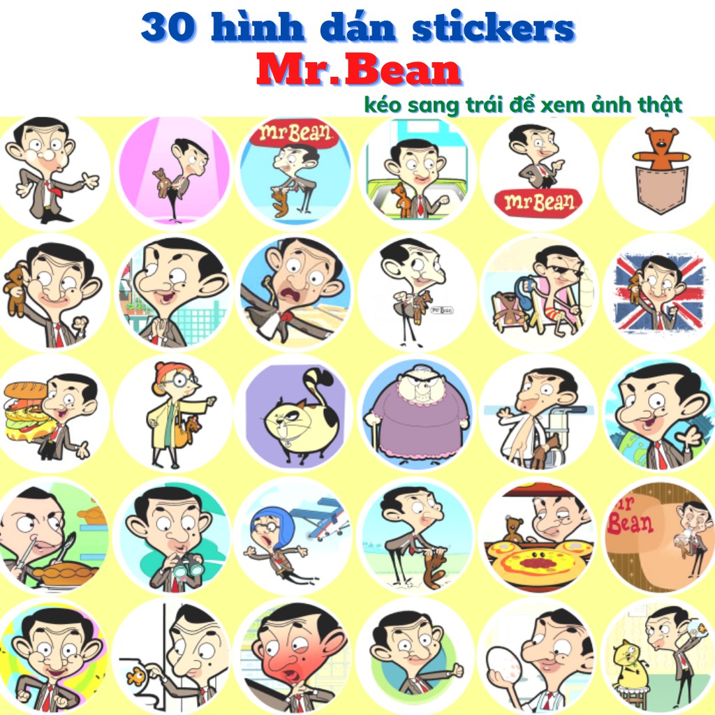 30 hình dán stickers Ngài Bean Mr.Bean