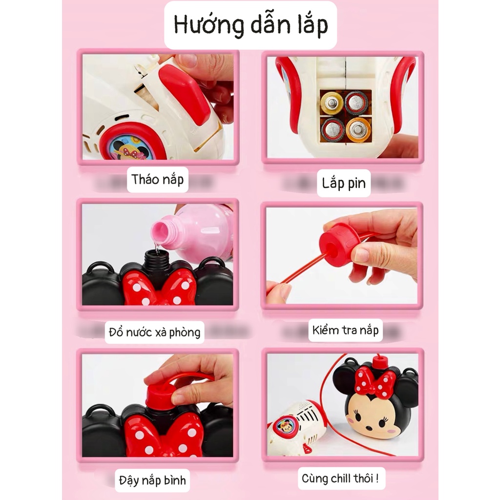 Súng bắn bong bóng chuột Micky có túi đeo xà phòng cao cấp chính hãng  SSD-741T2