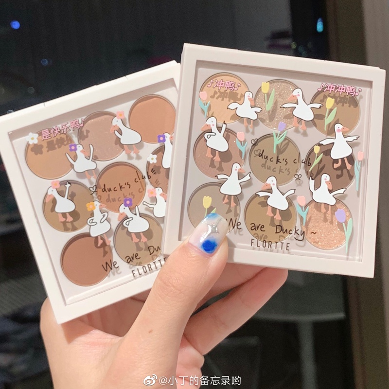 [Hàng mới về] Bảng phấn mắt Flortte 9 màu Chic chú vịt may mắn xinh xắn | BigBuy360 - bigbuy360.vn