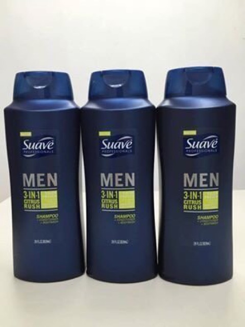 🥀🎋Dầu tắm, gội, xả Nam SUAVE Professionals Men 3 in 1 Shampoo, Conditioner and Body Wash 828ml