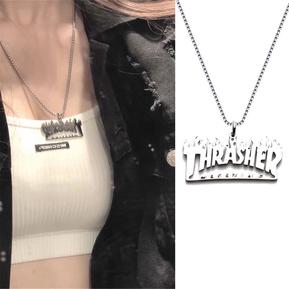 [RẺ VÔ ĐỊCH] Vòng đeo cổ chữ Thrasher - Dây chuyền hợp kim unisex nam nữ đeo đôi phụ kiện phong cách thời trang