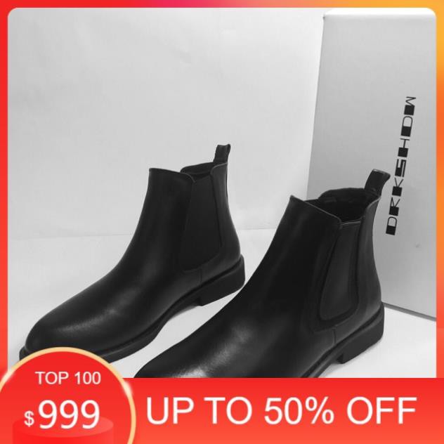 [Real] [ FREE SHIP ] Giày Chelsea Boot Nam Tăng Chiều Cao 3,5 Cm Da Bò Thật  Đen Bóng Mờ Cổ Chun Ôm Cổ Chân : 1 hot