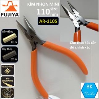 Kìm nhọn kỹ thuật mini mỏ ngắn 110mm Fujiya AR-110S tiêu chuẩn Nhật