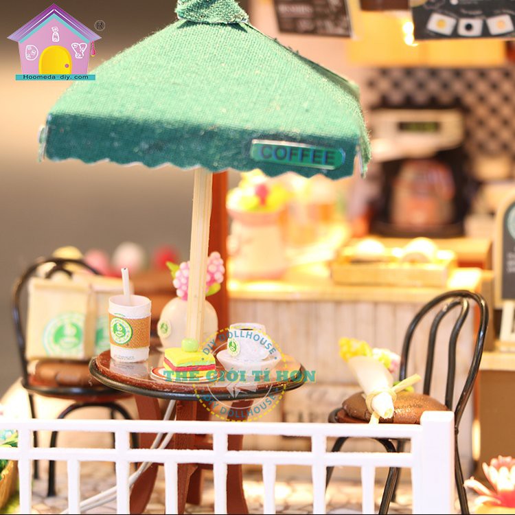 Mô Hình Nhà Gỗ Búp Bê Tí Hon DIY: Tiệm Cafe Coffee Time C006 - Tặng Keo Rán