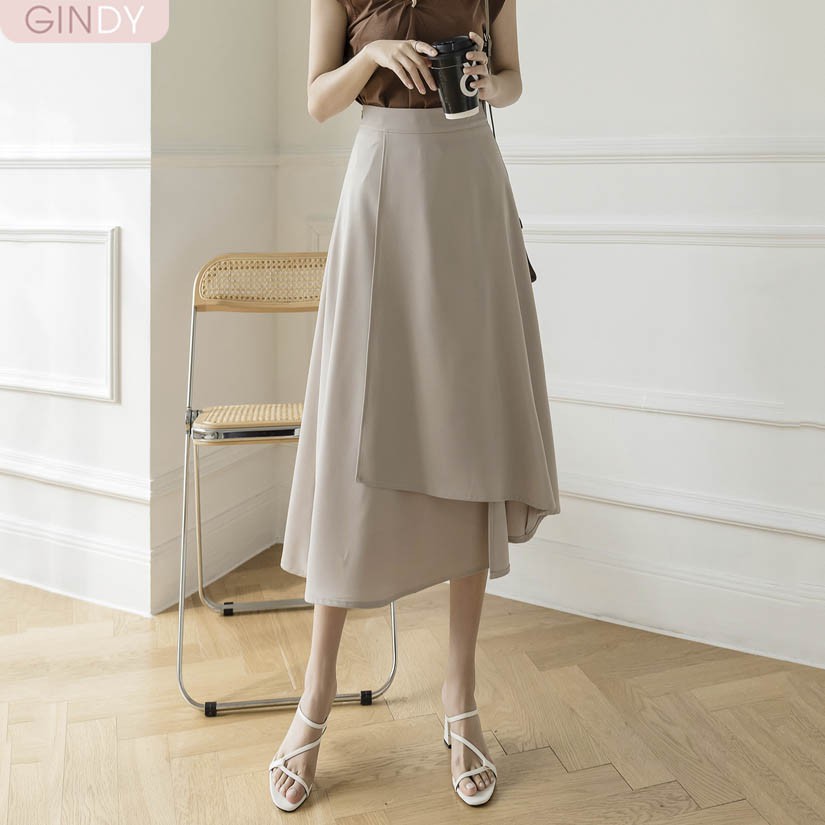 Chân váy dài GINDY cánh tiên lụa thời trang công sở thanh lịch hàng thiết kế V10116 | BigBuy360 - bigbuy360.vn