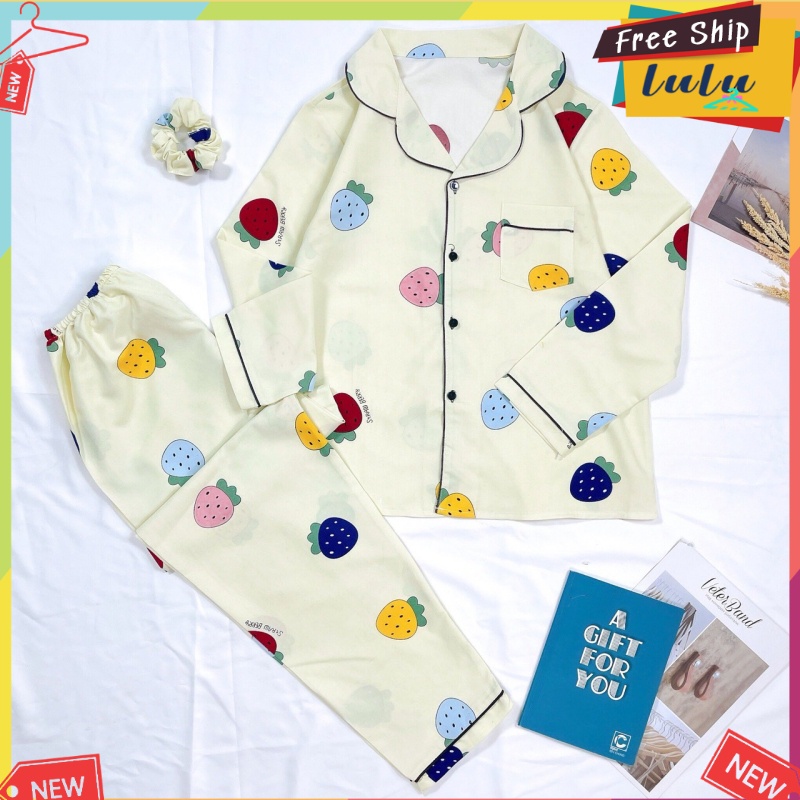 Bộ ngủ dài tay nữ vải kate Thái loại 1 freesize. Bộ ngủ pijama tay dài quần dài Lulu Shop | BigBuy360 - bigbuy360.vn