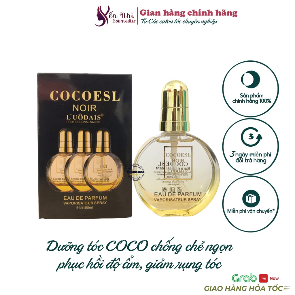 tinh dầu dưỡng tóc COCO serum 80ml dưỡng tóc uốn Luodais hương nước hoa, Mỹ phẩm tóc yến nhi