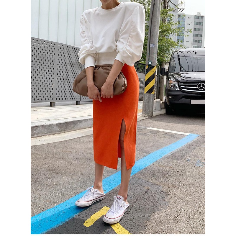 Chân Váy Dệt Kim Dáng Ôm Xẻ Tà Kiểu Hàn Quốc Thời Trang Mùa Xuân Hàng Mới Dành Cho Bạn Nữ