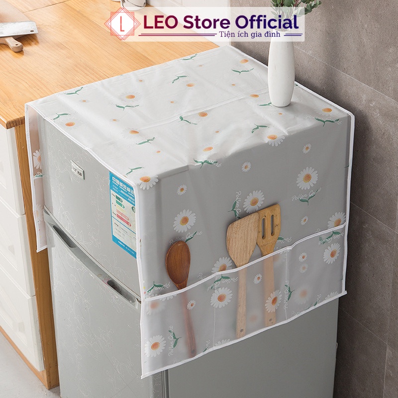 Tấm phủ tủ lạnh máy giặt chống bụi, khăn vải che tủ lạnh PVC không thấm nước hoa văn hiện đại Leos