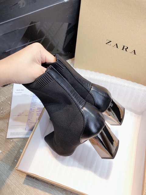 Bốt boot zara gót gương xuất dư fullbox tag mác