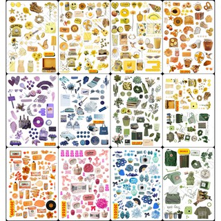 Sticker Washi A4 [ SET VẬT DỤNG THEO MÀU] Dạng Lì Trang Trí Bullet Journal Siêu Đẹp (201)