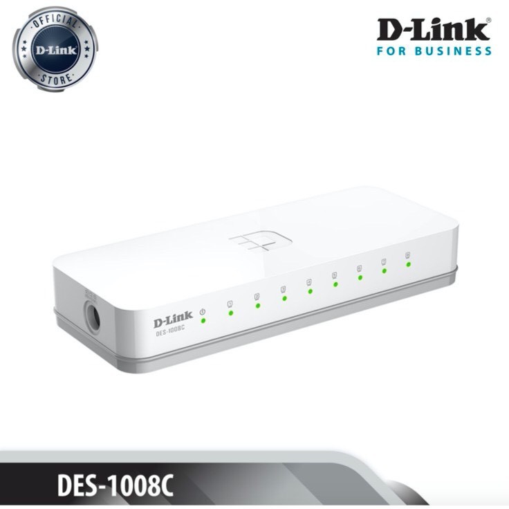 D-Link 8 cổng 10/100 Mbps Bộ chia tín hiệu Kiểm soát lưu lượng -Thiết bị chuyển mạch D-LINK DES-1008C