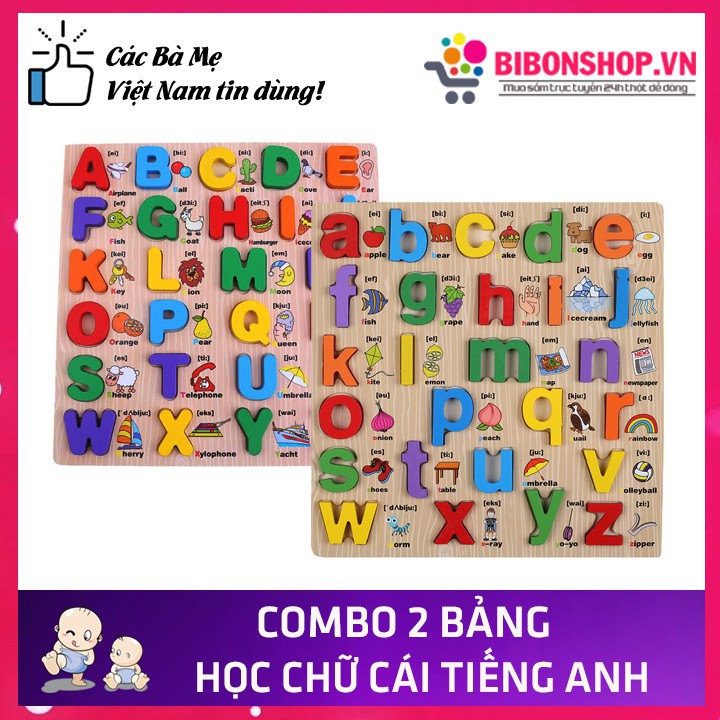 Bộ 2 Bảng Chữ Cái Tiếng Anh In Hoa và In Thường Bằng Gỗ Giúp Bé Học Nhanh Hơn