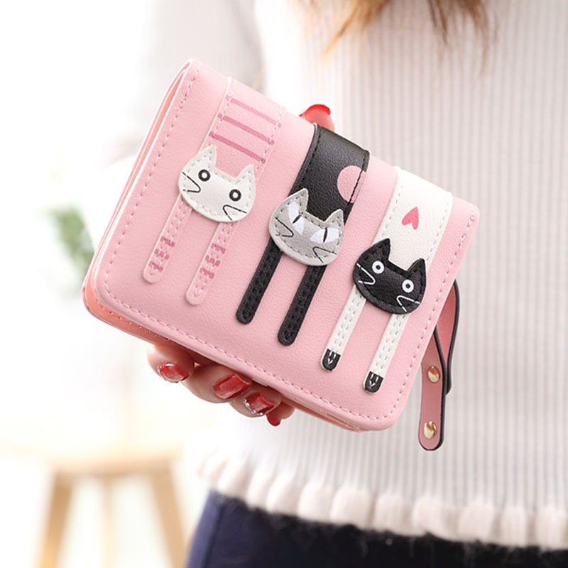 Ví Ngắn Nữ Cầm Tay Cao Cấp Hình Ba Chú Mèo Ngộ Nghĩnh 543 Siêu Dễ Thương - Hazo