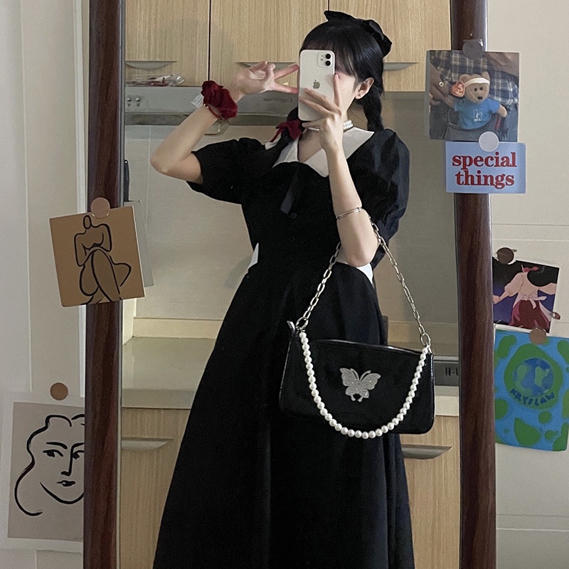 Đầm Perty midi thời trang mùa hè phong cách Hàn Quốc cổ điển cho nữ