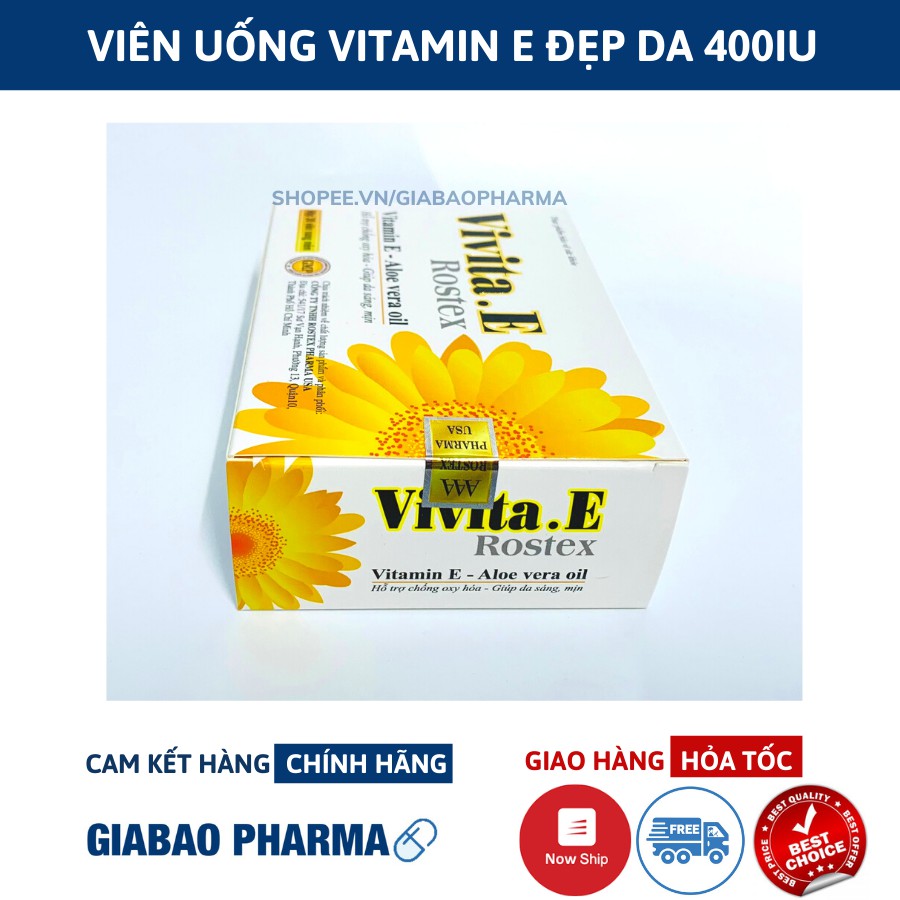 Viên uống bổ sung Vitamin E 400 IU làm đẹp da Vivita.E Rostex | Thế Giới Skin Care