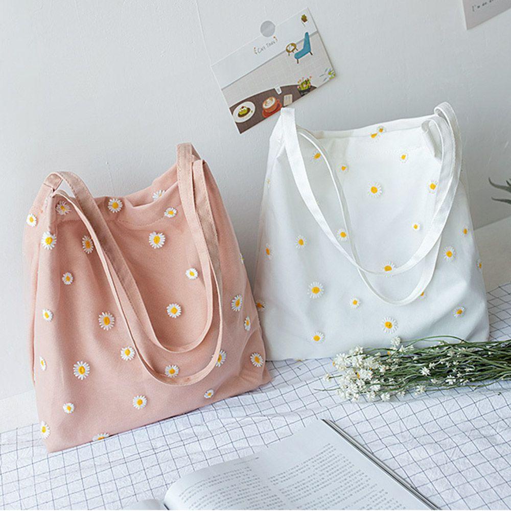MIHAN1 Túi Xách Đeo Vai Hoạ Tiết Hoa Cúc Thêu Thiết Kế Thanh Lịch