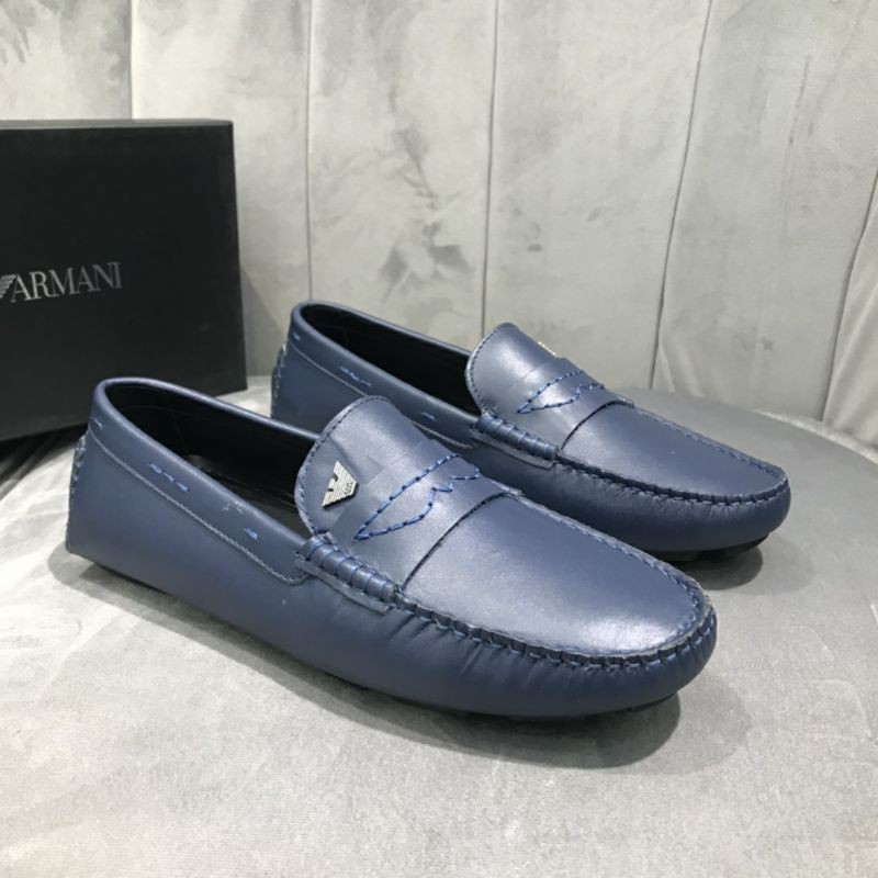 Giày lười nam da lì logo ARMANI